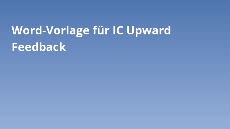 Word-Vorlage für IC Upward Feedback