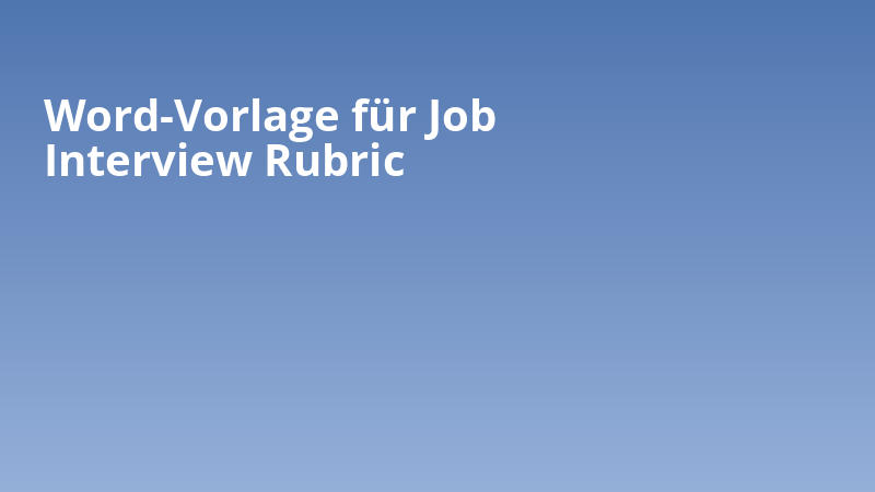 Word-Vorlage für Job Interview Rubric