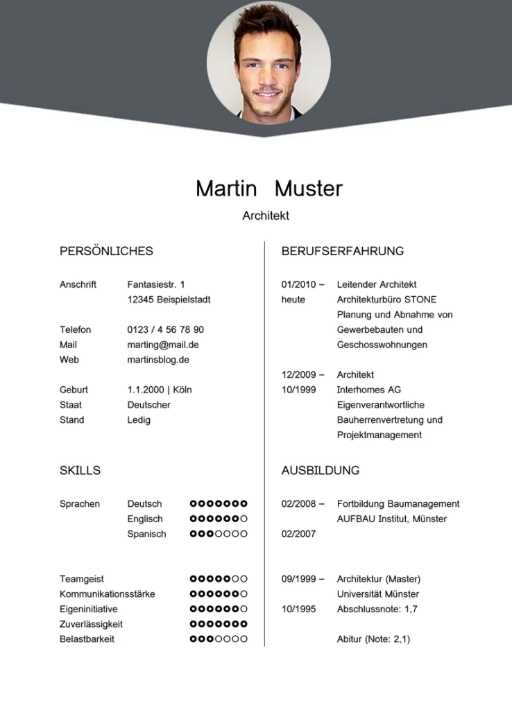word-vorlage-fuer-lebenslauf-fuer-architekten