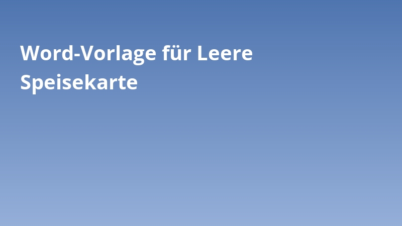 Word-Vorlage für Leere Speisekarte