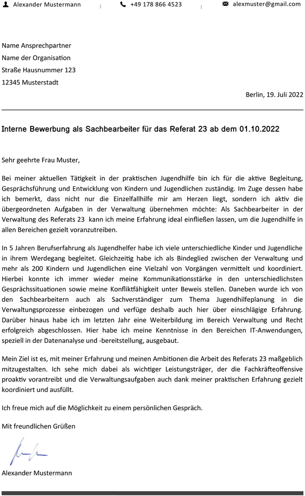 word-vorlage-interne-bewerbung-sachbearbeiter