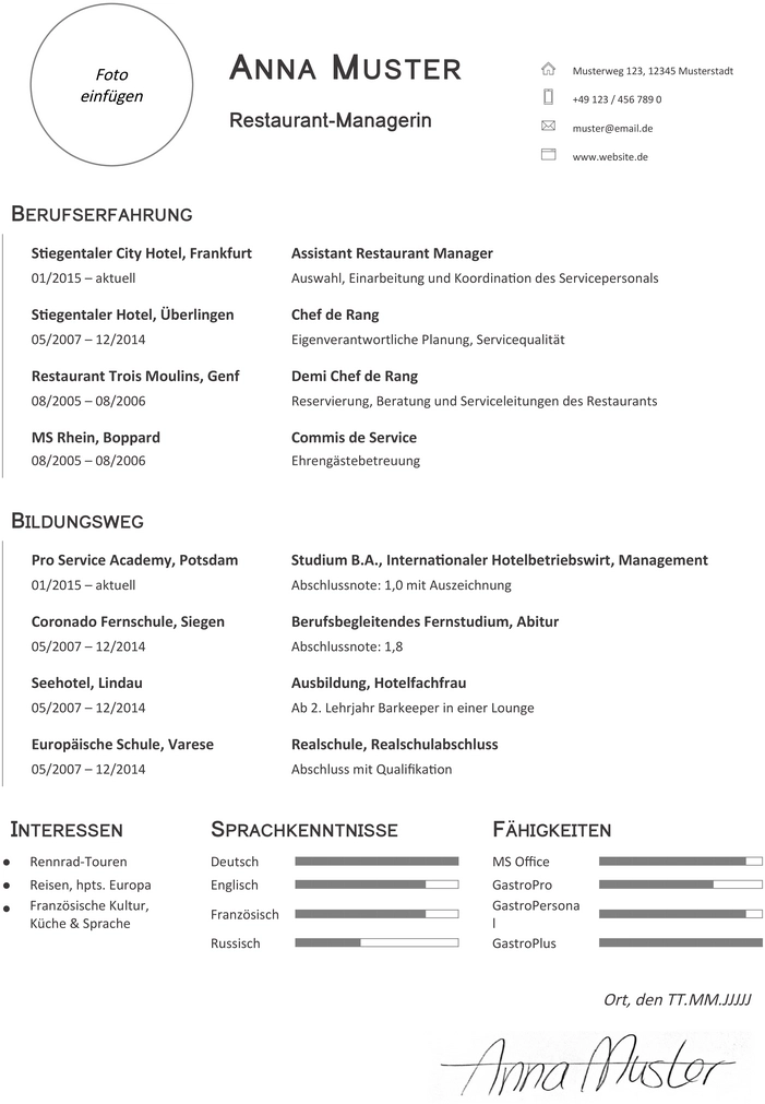 word-vorlage-lebenslauf-fuer-restaurant-manager