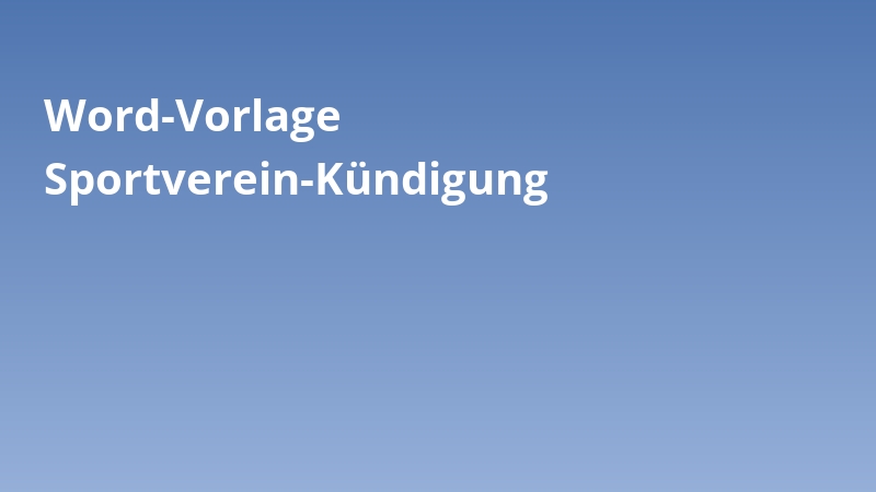 Word-Vorlage Sportverein-Kündigung