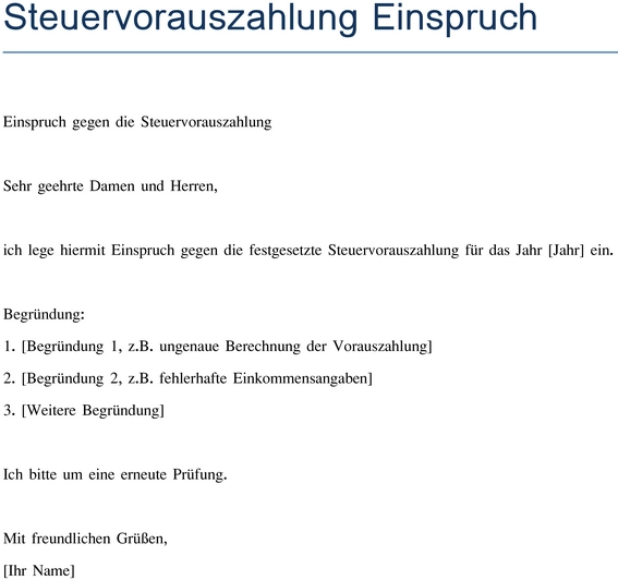 word-vorlage-steuervorauszahlung-einspruch