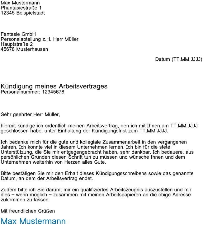 word-vorlage-zur-kuendigung-eines-arbeitsvertrages