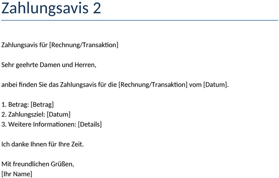 zahlungsavis-vorlage