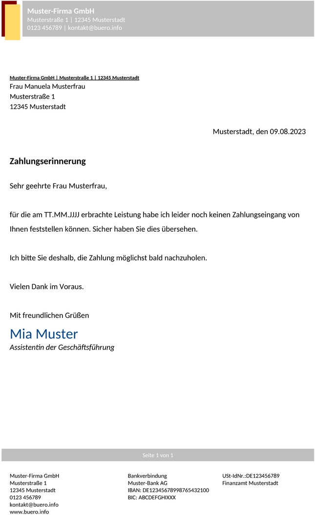 zahlungserinnerung-muster