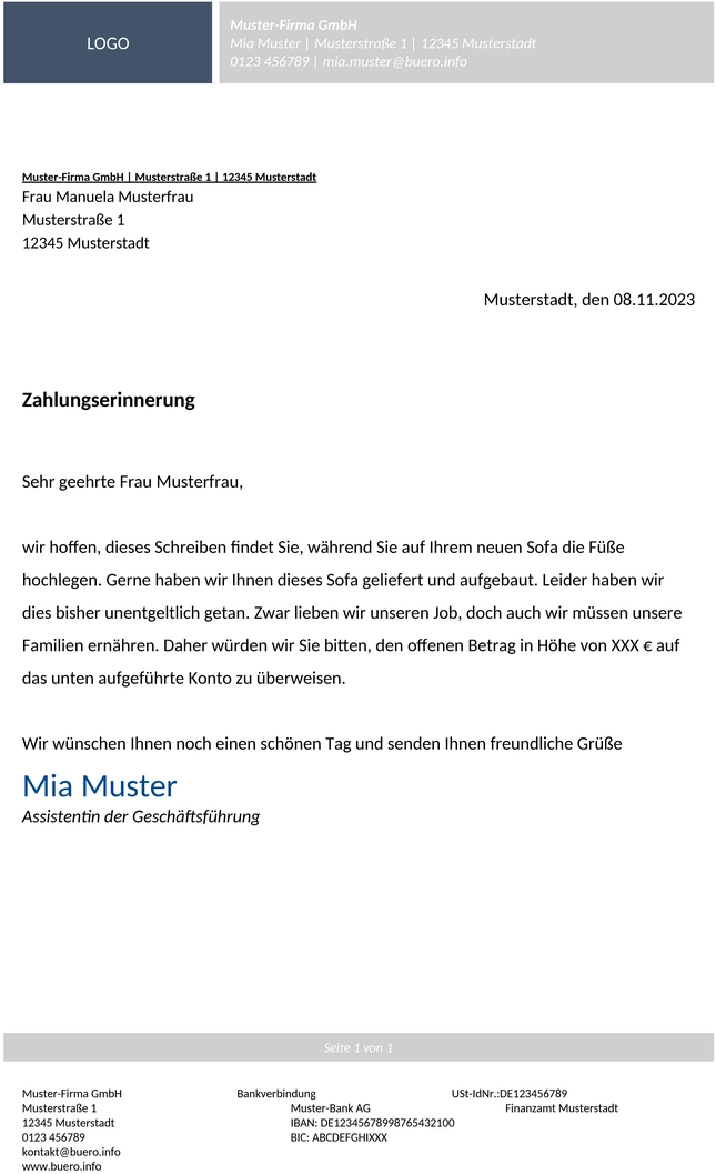 zahlungserinnerung-schreiben
