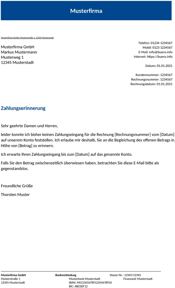 zahlungserinnerung-vorlage