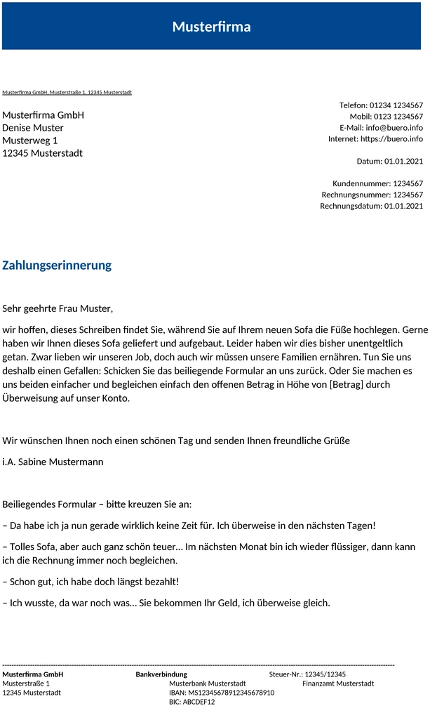 zahlungserinnerung-vorlage
