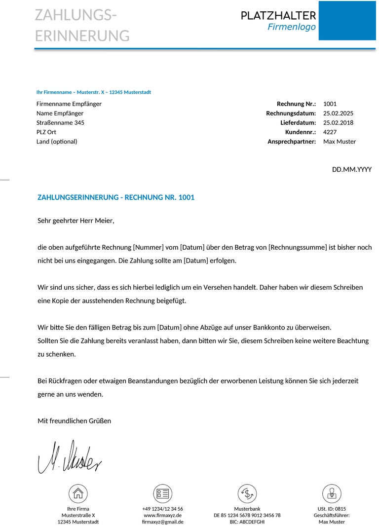 zahlungserinnerung