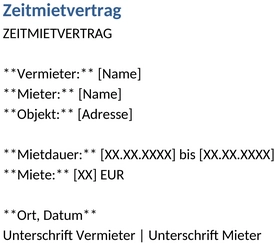 zeitmietvertrag-vorlage